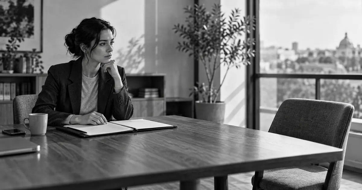 Estime et confiance en soi, seule face a ses choix, illustration en noir et blanc